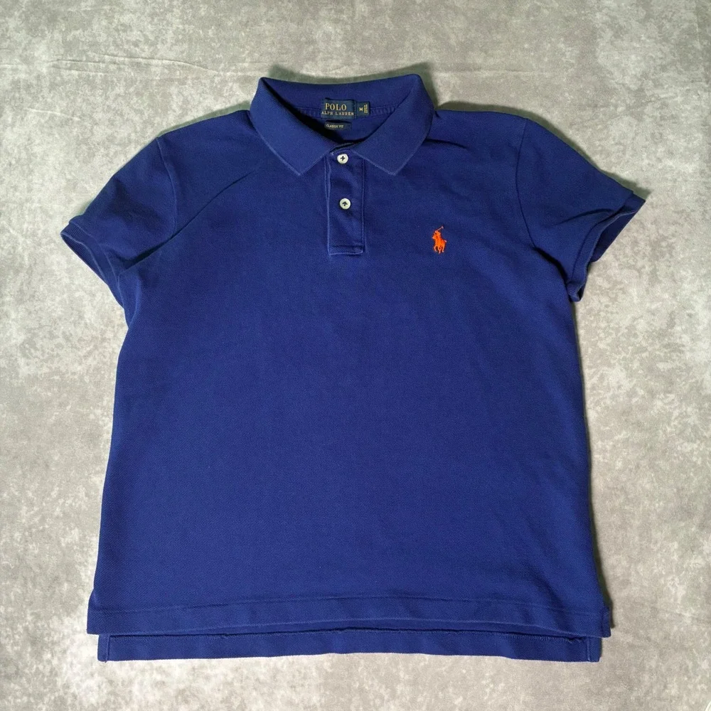 Polo Ralph Lauren Mens Polo Shirt Blue Orange Pony Logo rare Knicks color way